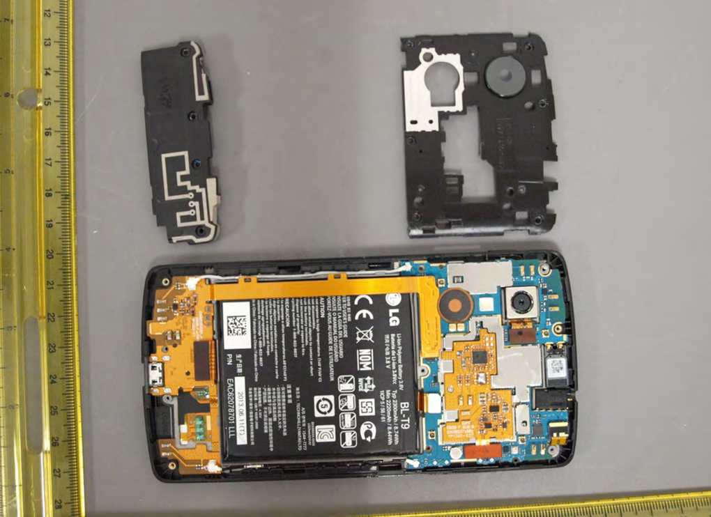 LG Nexus 5 FCC GSM вид сверху аккумулятор