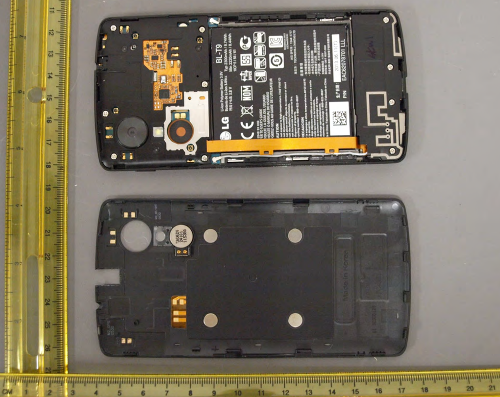 LG Nexus 5 FCC GSM вид сверху внутреннее наполнение