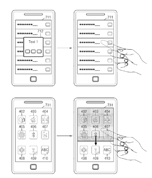 samsung патент на двусторонний дисплей вид спереди