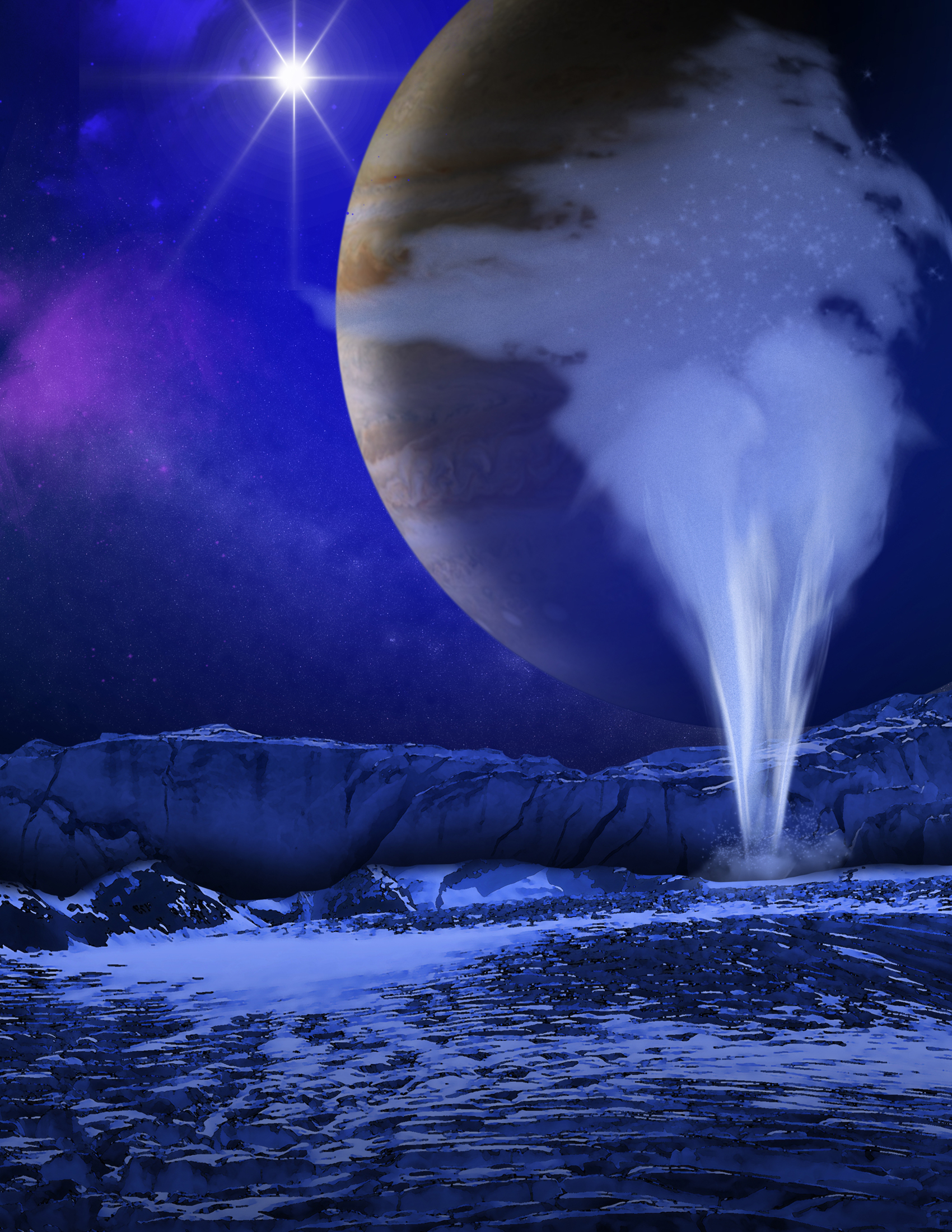 паровые гейзеры на спутнике Юпитера Европе