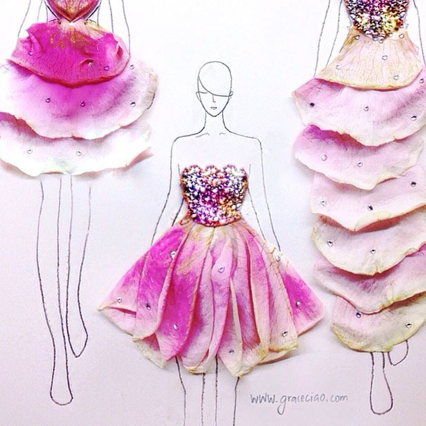 Модный иллюстратор превращает лепестки цветов в великолепные платья 