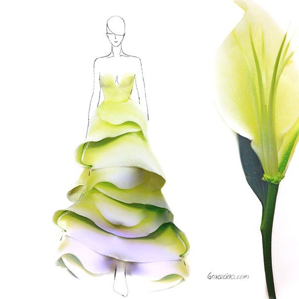 Модный иллюстратор превращает лепестки цветов в великолепные платья 